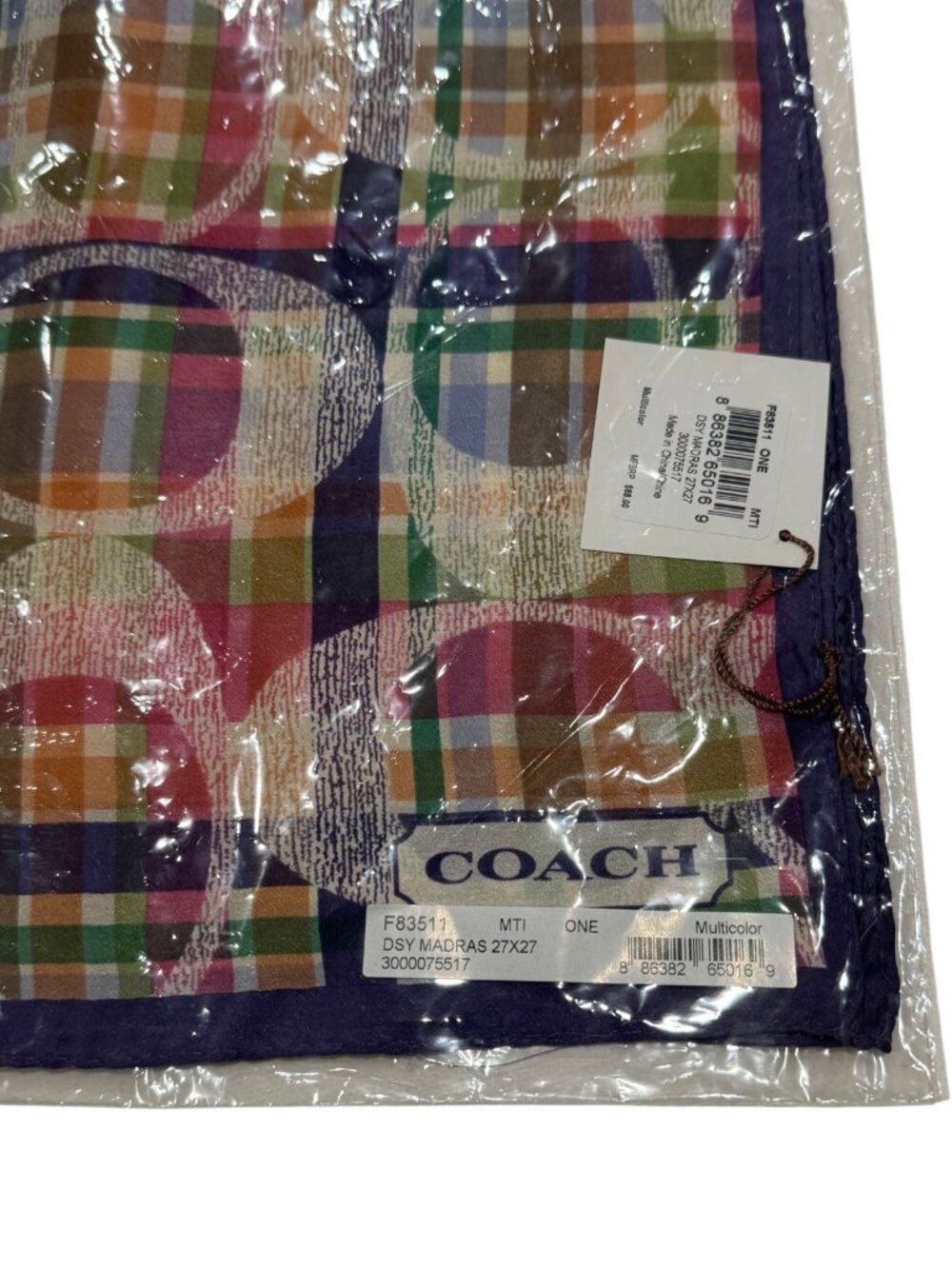 Coach Daisy Madras Lightweight Scarf 26x26 Women’s Neck Head Wrap F83511 - Picture 4 of 10